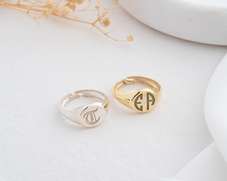Custom Initial Signet Ring With Initials Personalized Signet Ring Women ...