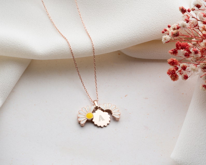 Personalized Daisy Necklace Dainty Personalized Hidden Name Daisy Necklace Custom Secret Message Flower Necklace Romantic Message Necklace image 7