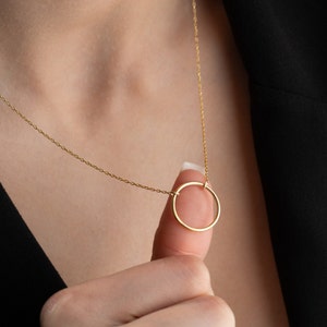 Dainty Circle Necklace Simple Circle Necklace Silver Circle Necklace Circle Pendant Necklace