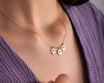 Personalized Tiny Dog Paw Necklace, Paw Print Name Necklace, Sterling Silver Paw Necklace, Minimalist Cat Paw Necklace Pet Memorial Necklace