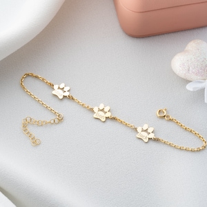 Sterling Silver Paw Print Bracelet Personalized Dog Paw Bracelet Gold ...