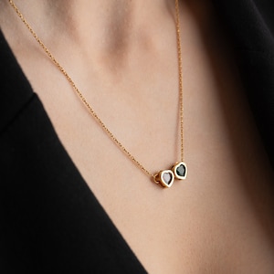 Zierliche Birthstone Herz Halskette mit Birthstone Halskette mit Herz Birthstone Halskette Herzförmige Birthstone Halskette Geschenke für Mama