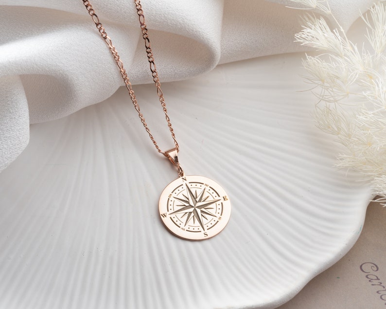 Silver Compass Necklace Dainty Coordinate Necklace for Adventurer Nautical Necklace Graduation Gift for Travelers Women and Nautical Pendant image 7