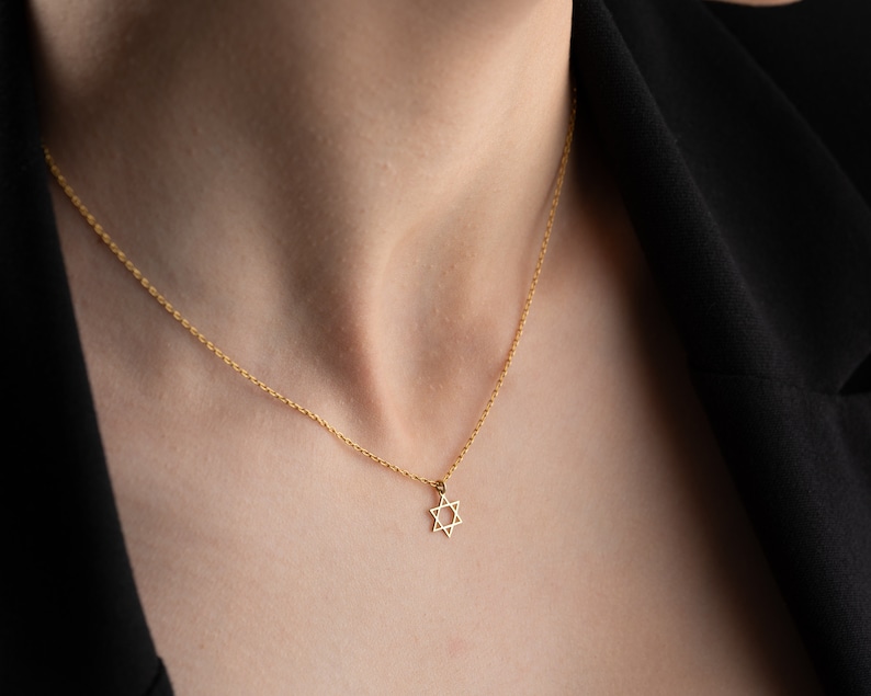 Dainty Star of David Necklace Gold Magen David Necklace Silver Jewish Star Necklace Religious Star Necklace Star of David Pendant image 2