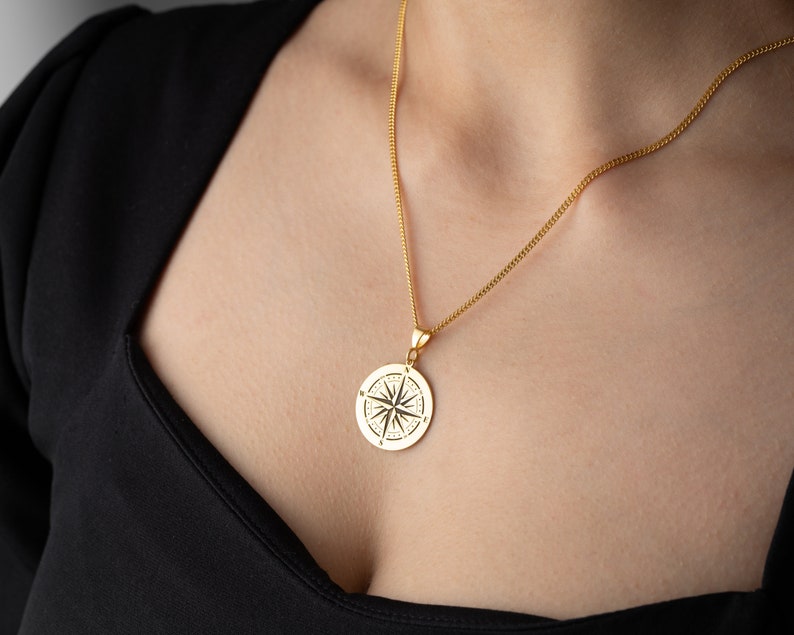 compass pendant, compass jewelry, travel necklace, north star necklace, small compass, traveler gift, north star pendant, nautical pendant, maritime pendant, compass north star, best friends gift