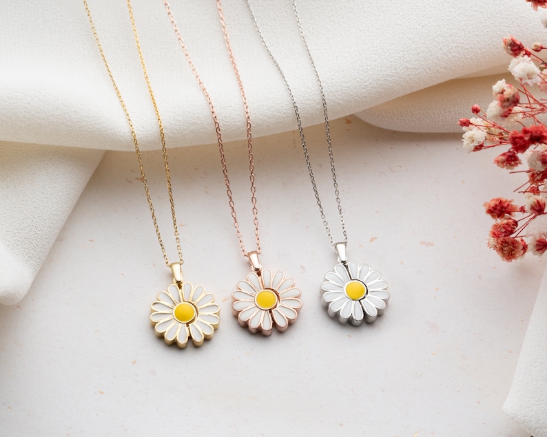 Personalized Daisy Necklace Dainty Personalized Hidden Name Daisy Necklace Custom Secret Message Flower Necklace Romantic Message Necklace image 6