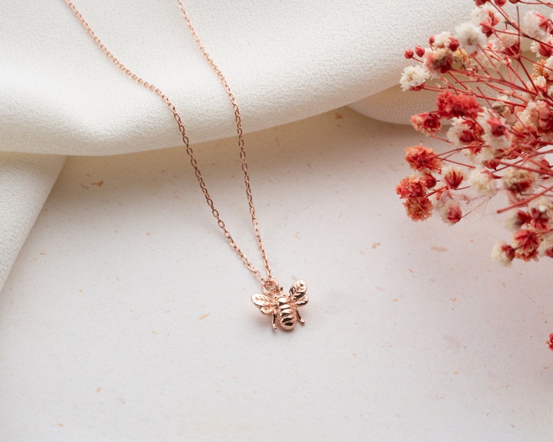 Gold Bee Necklace Dainty Bee Necklace Silver Bee Necklace Bumble Bee Necklace Honey Bee Necklace image 8