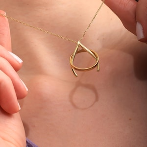 Ring Holder Necklace Sterling Silver Ring Keeper Necklace Whisbone Ring Necklace Engagement Ring Holder Necklace Wedding Ring Keeper Pendant