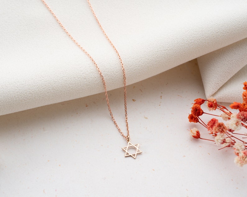 Dainty Star of David Necklace Gold Magen David Necklace Silver Jewish Star Necklace Religious Star Necklace Star of David Pendant image 7