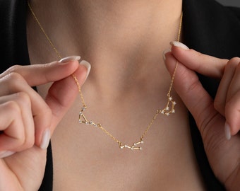 Zodiac Necklace with Birthstone Zodiac Necklace Multiple Zodiac Sign Necklace Dainty Celestial Necklace Gift for Women Zodiac Charm Gift