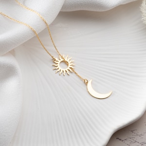 Sun and Moon Couple Necklace Sun Moon Necklace Silver Couples Moon and Sun Necklace Set Sun and Moon Friendship Necklace Sun Moon Pendant image 5