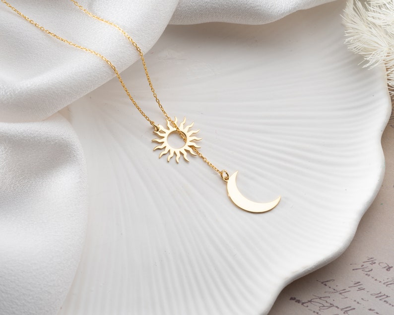 Sun and Moon Couple Necklace Sun Moon Necklace Silver Couples Moon and Sun Necklace Set Sun and Moon Friendship Necklace Sun Moon Pendant image 5