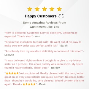 Peut inclure: Image avec le texte "Happy Customers" et cinq &eacute;toiles dor&eacute;es, pr&eacute;sentant des avis clients. Les avis soulignent la qualit&eacute; des articles, le service client et la livraison. Avis de Ann, Sarah, LeeAnn, Berkay et David.