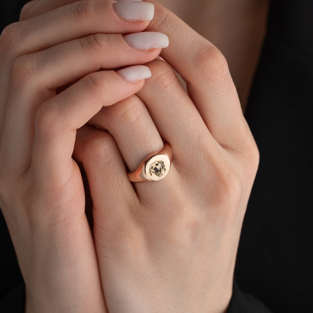 Personalized Pet Ring Custom Pet Portrait Ring Your Pet Ring Etsy