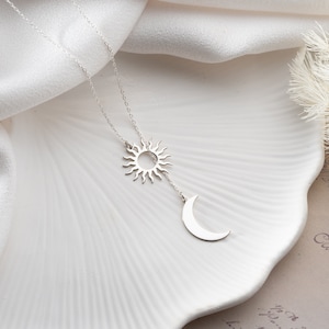 Sun and Moon Couple Necklace Sun Moon Necklace Silver Couples Moon and Sun Necklace Set Sun and Moon Friendship Necklace Sun Moon Pendant image 7