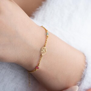 Pulseira de flores de nascimento personalizada com pedra de nascimento Pulseira de flores de nascimento Pulseira de flores de mês de nascimento personalizada Pulseira de flores de nascimento de família