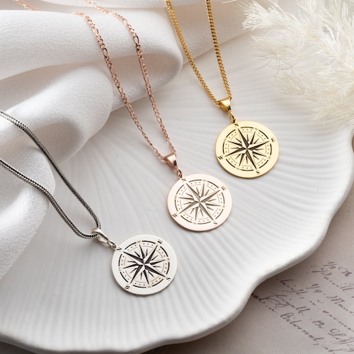 Silver Compass Necklace Dainty Coordinate Necklace for Adventurer Nautical Necklace Graduation Gift for Travelers Women and Nautical Pendant
