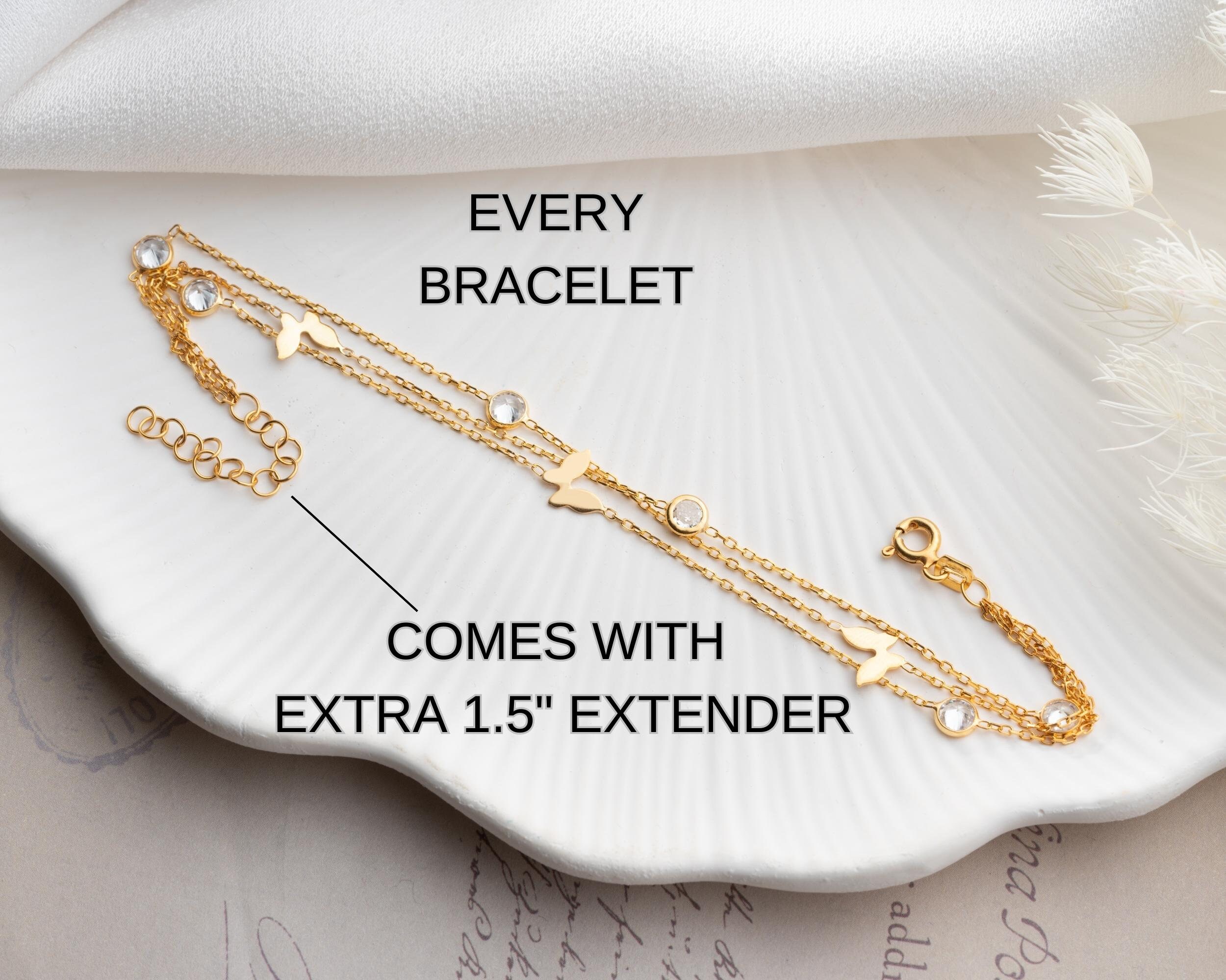 Dainty Gold Butterfly Bracelet With Zircon Stone Silver Star
