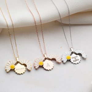 Personalized Daisy Necklace Dainty Personalized Hidden Name Daisy Necklace Custom Secret Message Flower Necklace Romantic Message Necklace image 5