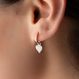 Heart Earrings Dangle Heart Earrings Silver Heart Earrings Dainty Heart Dangles Earrings Heart Huggie Earrings Heart Drop Earrings