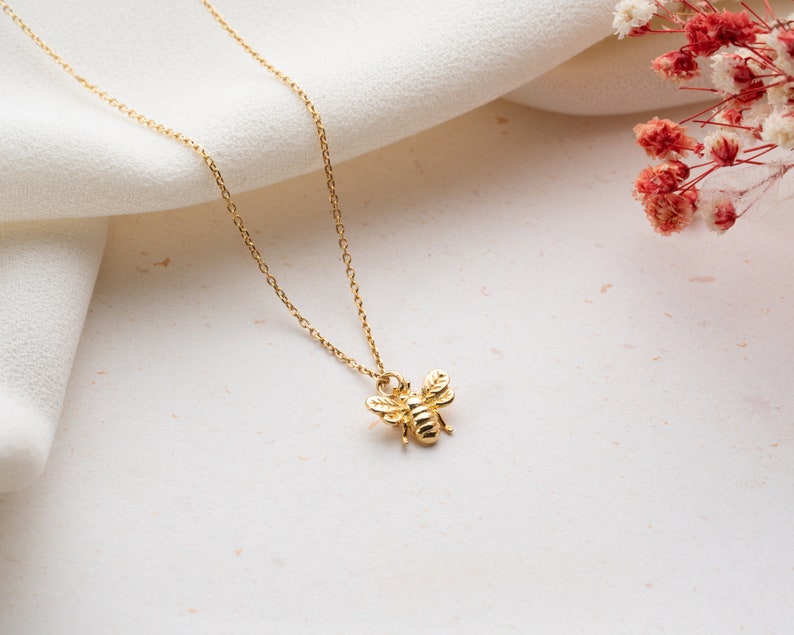 Gold Bee Necklace Dainty Bee Necklace Silver Bee Necklace Bumble Bee Necklace Honey Bee Necklace image 6