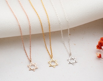 Dainty Star of David Necklace Women Gold Magen David Necklace Silver Jewish Star Necklace Religious Star Necklace Star of David Pendant