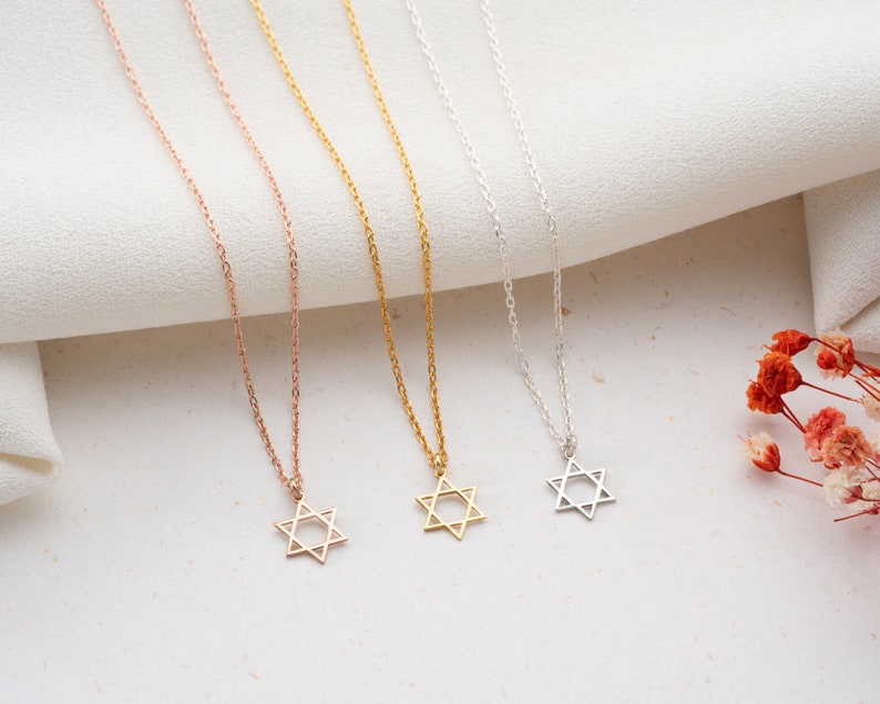 Dainty Star of David Necklace Gold Magen David Necklace Silver Jewish Star Necklace Religious Star Necklace Star of David Pendant image 5