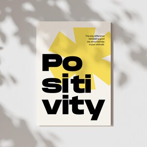 Positives mindset Poster gelb | Inspirierendes Zitat Büro Wand Kunst | Minimal motivierender Druck | Moderne Drucksachen | Modernes Dekor