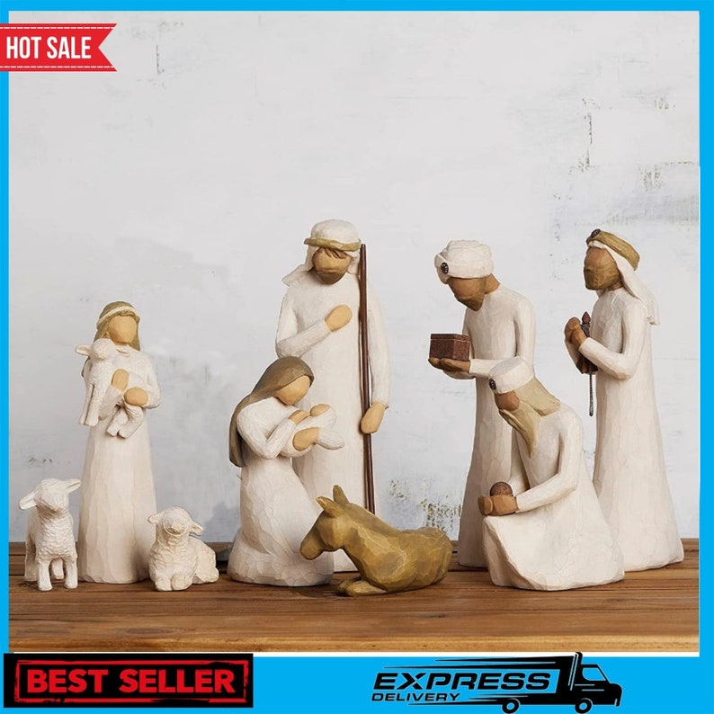 Willow Tree sculpted hand-painted nativity figurine Set, Nativity Scene
