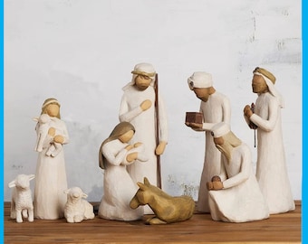 Willow Tree Nativity figurines (9 PIECES) with three wisemen and nativity set