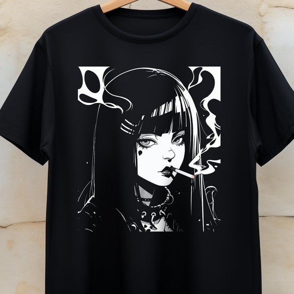 90s Anime Manga Girl Shirt | Alt Clothes | Japanese Horror | Anime Aesthetic | Grunge Clothing | Harajuku Streetwear Shirt | Gore Tee