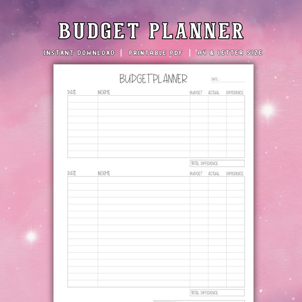 Budget Planner Template, Income & Expense Tracker, Financial Organizer Printable, Money Management, A4/Letter Size Planners