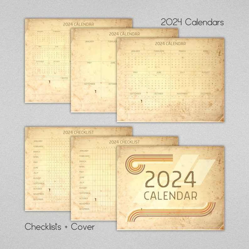 2024 Monthly Calendar Set, 2024 Junk Journal Pages, ADHD Yearly Planner