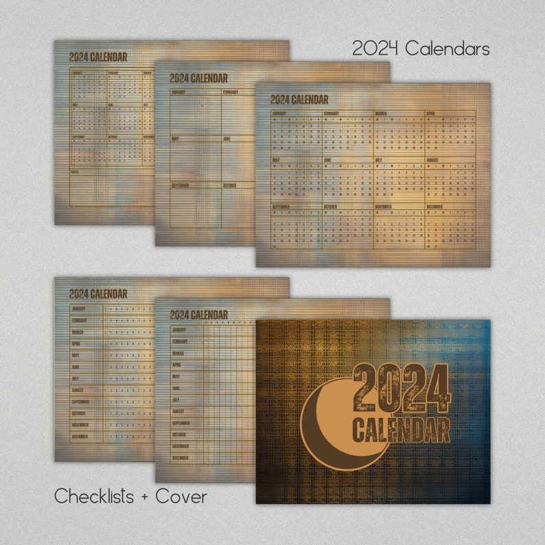 2024 Monthly Calendar Set, 2024 Junk Journal Pages, ADHD Yearly Planner