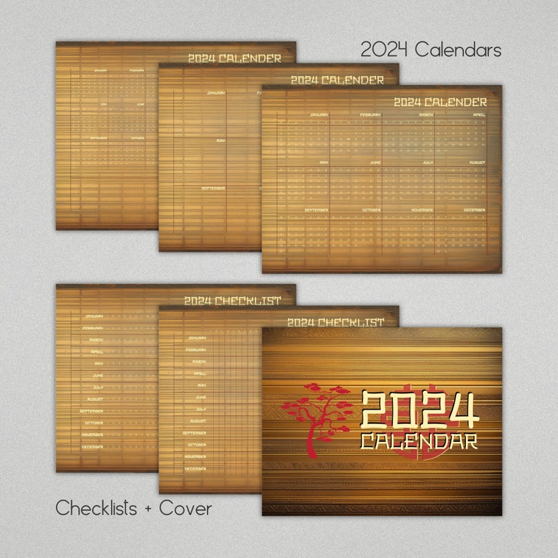 2024 Monthly Calendar Set, 2024 Junk Journal Pages, ADHD Yearly Planner