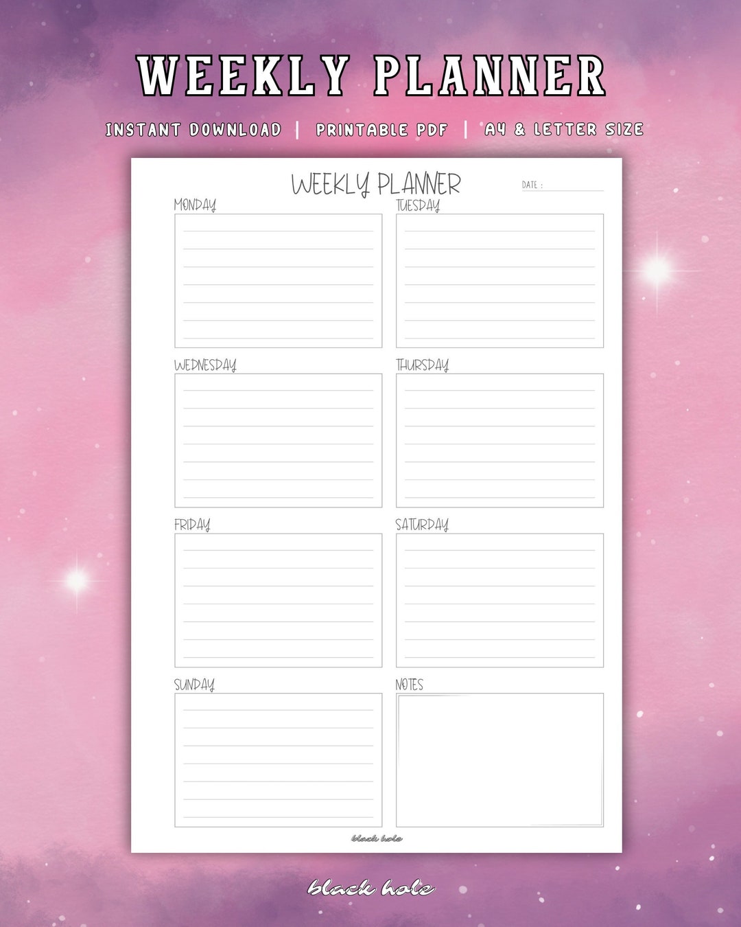Weekly Planner Template, Minimalist Planner, Simple Office Planner ...