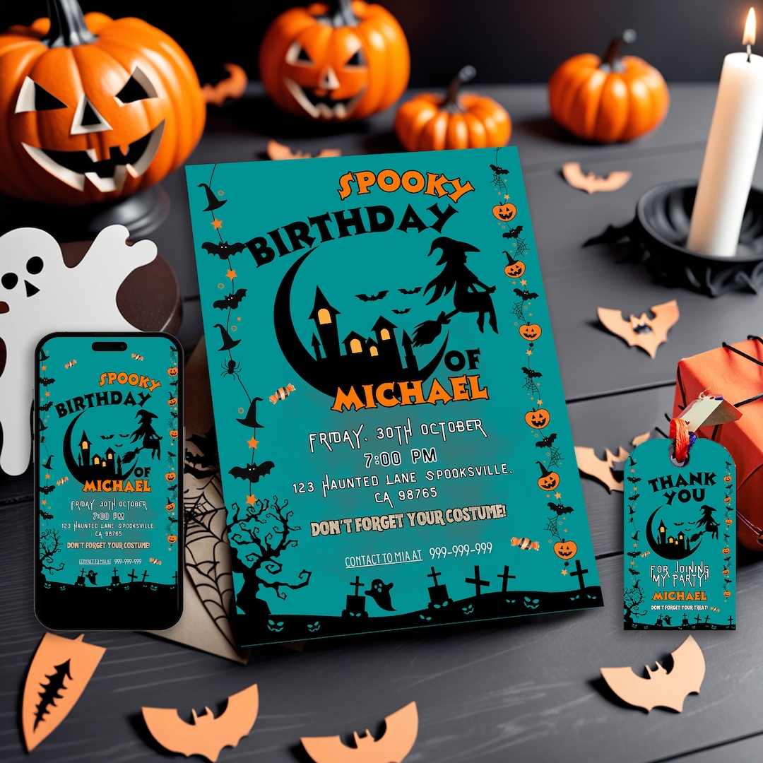 Printable Halloween Invitation Editable Halloween Card Etsy