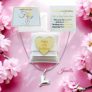 Cadeauset 50e verjaardag voor vrouwen, zilveren ketting 50e cadeauset, mijlpaal 50e cadeau-ideeën voor haar