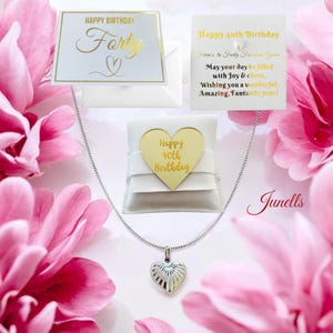 Cadeauset 50e verjaardag voor vrouwen, zilveren filigraan hartketting 50e cadeauset, mijlpaal 50e cadeau-ideeën voor haar