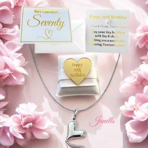 70er Geburtstagsgeschenk Set für Frauen, silberne Halskette 70er Jahre Geschenkset, Meilenstein 70er Geschenkideen für sie