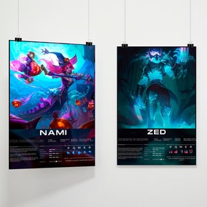 Halloween Lol Poster, League Poster, League of Legends Poster, Ahri, Kai&#39;Sa, Rakan, Soraka, Fiora, Ezreal, Jhin, Kindred, Lol Custom Poster