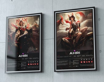 League of Legends, Hall of Legends selbst gestaltetes Poster. Auferstandene Ahri, unsterbliche Ahri, Signature Ahri. SKT T1 Faker Poster. Faker-Signatur.
