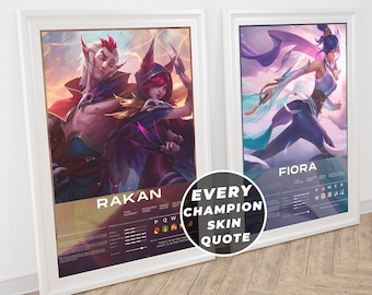 League of Legends benutzerdefiniertes Plakat, League of Legends personalisiert, Ahri, Kai&#39;Sa, Rakan, Soraka, Fiora, Ezreal, Jhin, Kindred, Gaming Plakat