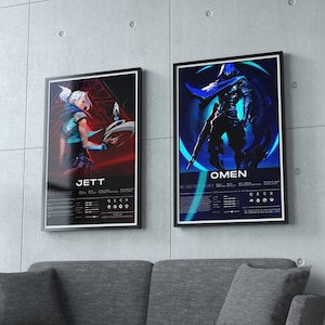 Póster personalizado de Valorant, Valorant personalizado, Raze, Chamber, Omen, Soraka, Reyna, Viper, Jett, Sage, Killjoy, Neon, Phoenix, póster de juegos