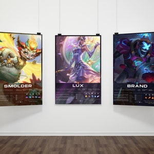 Pôster personalizado de League of Legends, League of Legends personalizado, Ahri, Kai'Sa, Rakan, Darius, Fiora, Ezreal, Jhin, Kindred, pôster de jogos