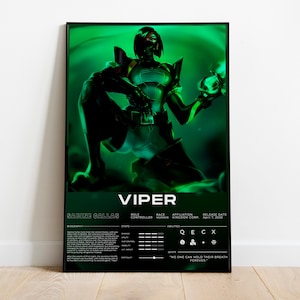 Valorant Custom Poster, Valorant Personalized, Chamber, Omen, Soraka, Reyna, Viper, Jett, Sage, Killjoy, Skye, Phoenix, Valorant Poster