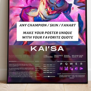 Custom LoL Champion Poster: Pick Your Skin & Quote