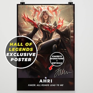 League of Legends Custom Hall of Legends Poster, League of Legends Personalized, Ahri, Leblanc, Faker, Faker Signature
