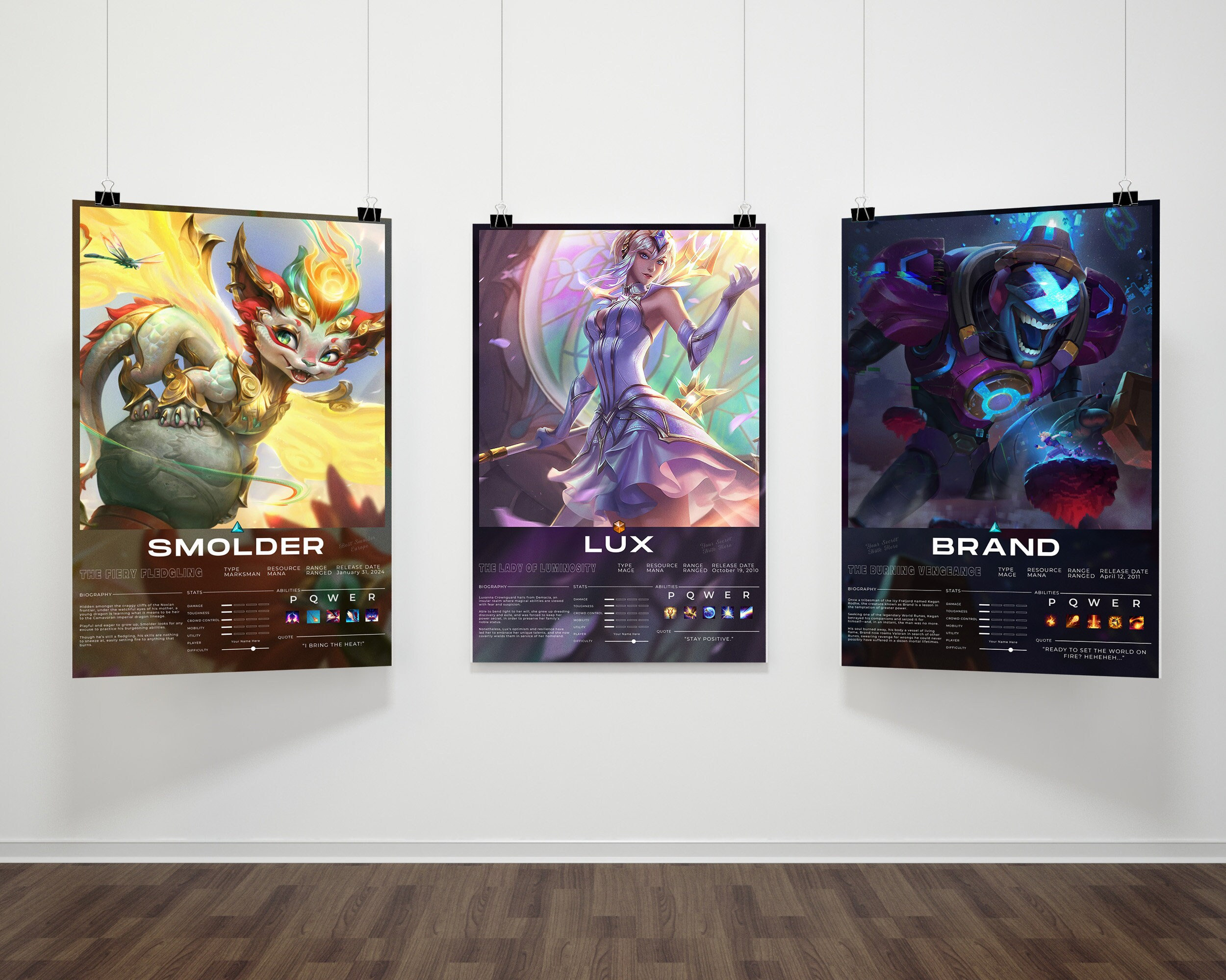 League of Legends benutzerdefiniertes Plakat, League of Legends personalisiert, Ahri, Kai'Sa, Rakan, Darius, Fiora, Ezreal, Jhin, Kindred, Gaming Plakat