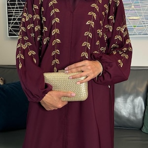 Yusra Luxury Handcrafted Open Abaya Set | Premium Embellished Modest Wear for Weddings, Eid, and Parties
